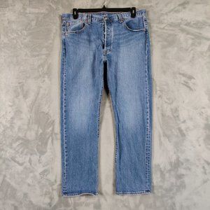Vintage Levis 501 Jeans 36 Straight Medium Wash Denim Button Fly Pants 36x29